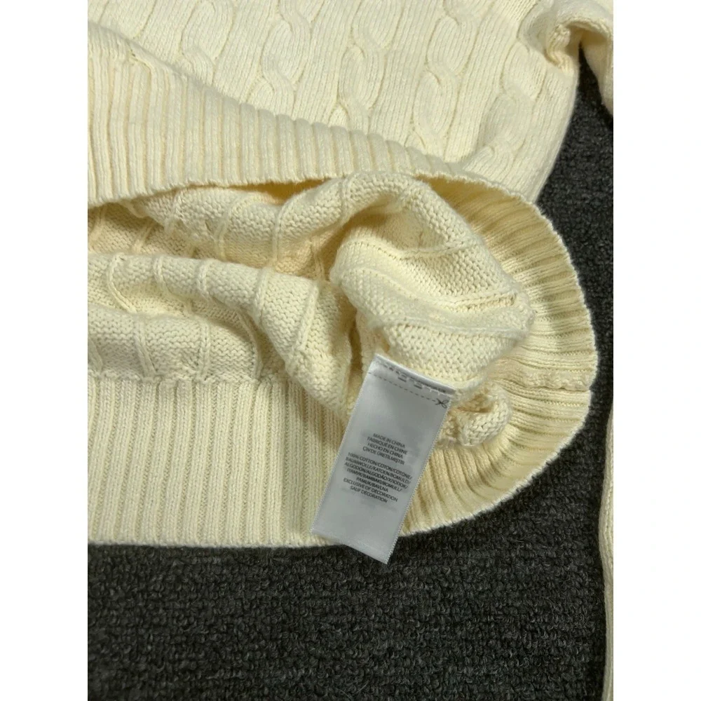 Polo Ralph Lauren Cable Knit Sweater Men's XL Cream Ivory Preppy Crewneck Pony